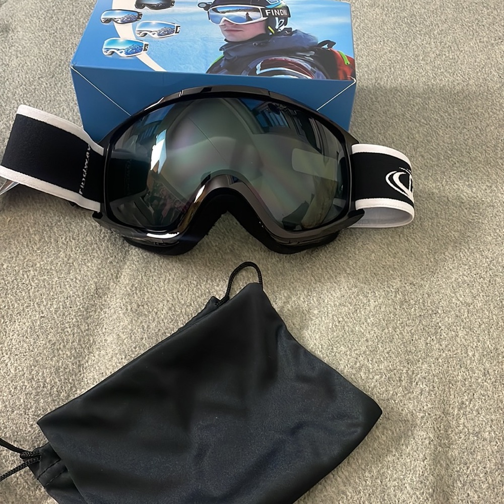 MENS BLACK SNOW MOBILE SKI SNOWBOARDING SNOW ACTIVITIES GOOGLES *NEW*